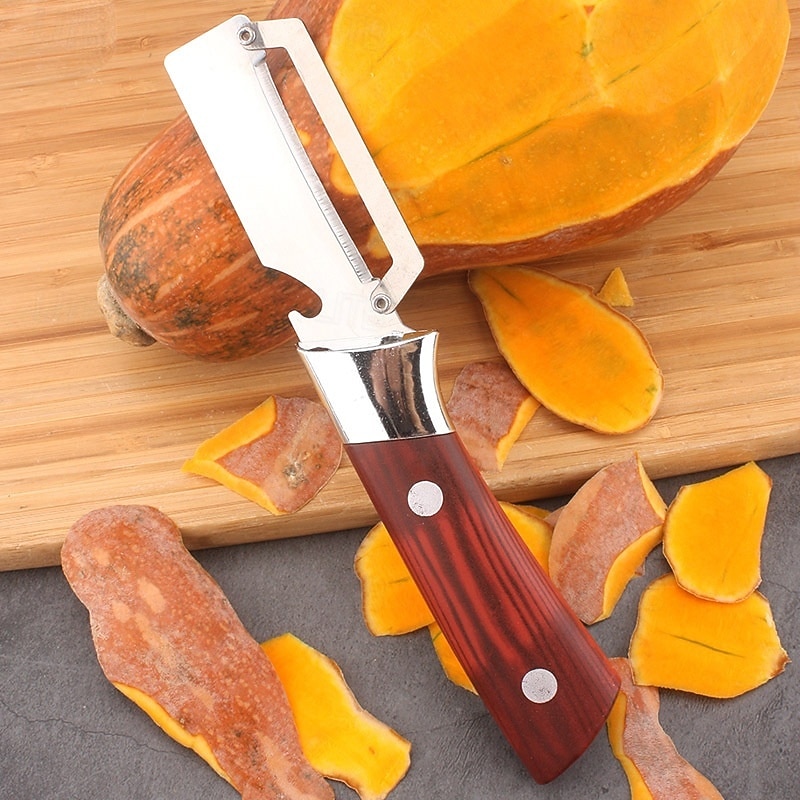 Conjunto de 2 descascadores e abridores de garrafa multifuncionais em aço inoxidável, utensílio de cozinha 2 em 1, descascador resistente para frutas e legumes como batatas, cenouras, pepinos e maçãs, de 2026 por $19.99 –P3