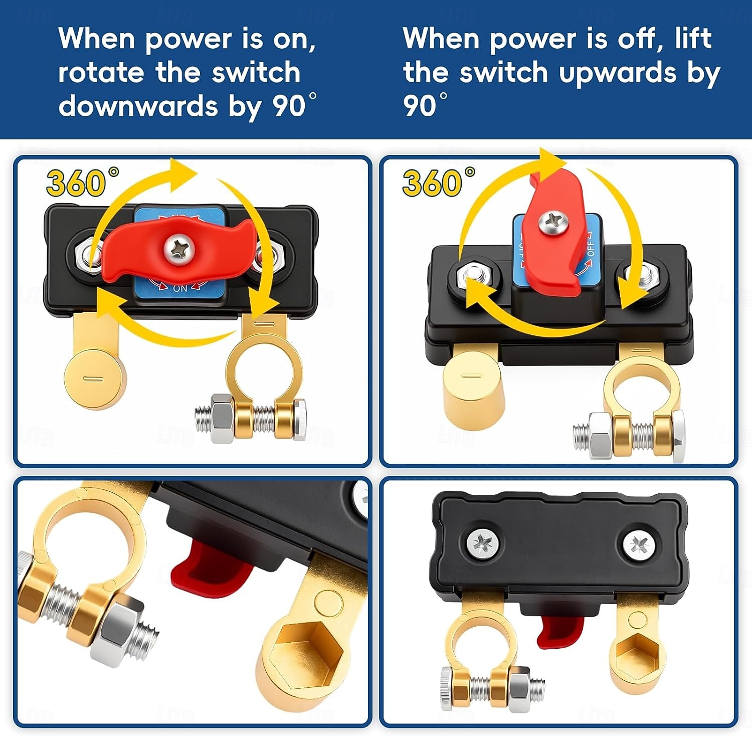 2 Pack Battery Disconnect Switch, Top Post Master Battery Cut Off Switch, 12V 24V Heavy Duty Power Kill Switch for Car, RV, Boat, Marine, Truck, Automotive Battery Link Terminal Isolator 2026 - $15.99 –P7