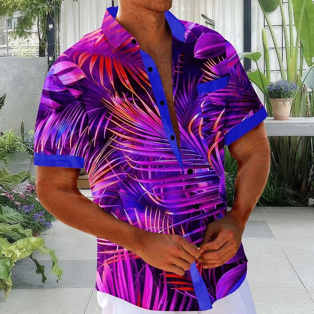 Men's Coconut Tree Tropical Plants Summer Hawaiian Shirt Tropical Shirts Aloha Shirt Short Sleeve Hawaiian Daily Holiday Summer Spring Turndown 3D Print Front One Pocket Button Up Shirts Blue Purple 2026 - $25.99 –P2