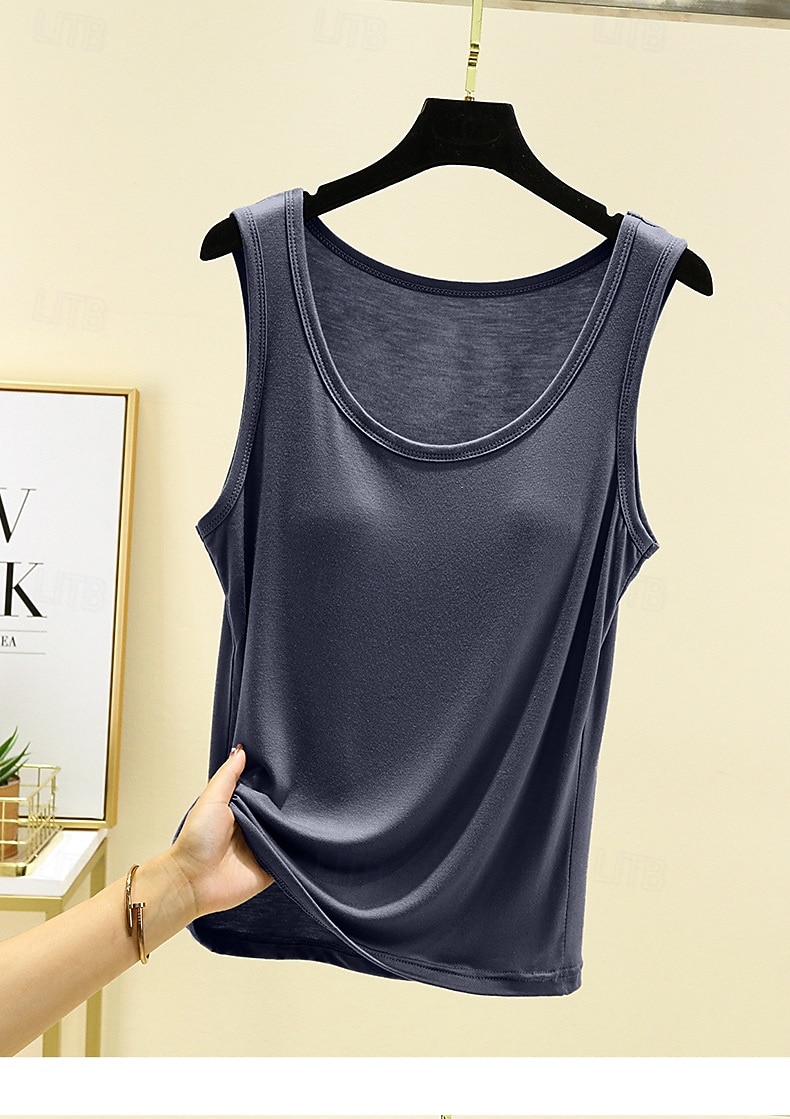 Femmes Top à épaules dénudées Texture Couleur Unie Occasionnel Sans manches Hauts Réguliers Occasionnel Bleu Ciel Gris métallisé Vert paon Noir Racine de Lotus Rose Été Printemps de 2026 ? $12.99 –P4