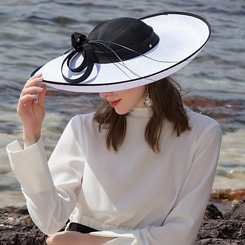 Chapeaux de fête Chapeau bowler en tissu à double couche  Chapeau cloche Chapeau en sinamay Kentucky Course de chevaux Journée des dames Melbourne Cup Luxe Vintage Avec nœud papillon Coiffe Coiffure de 2026 ? $103.99 –P6