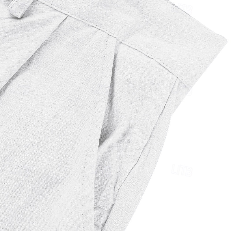 Homme Pantalons en Lin Pantalons Pantalon d'été Jambe Droite Uni Confort Respirant Longueur complète Occasionnel Quotidien Extérieur Mode Style Classique Bleu Kaki Non Elastique de 2026 ? $26.99 –P7