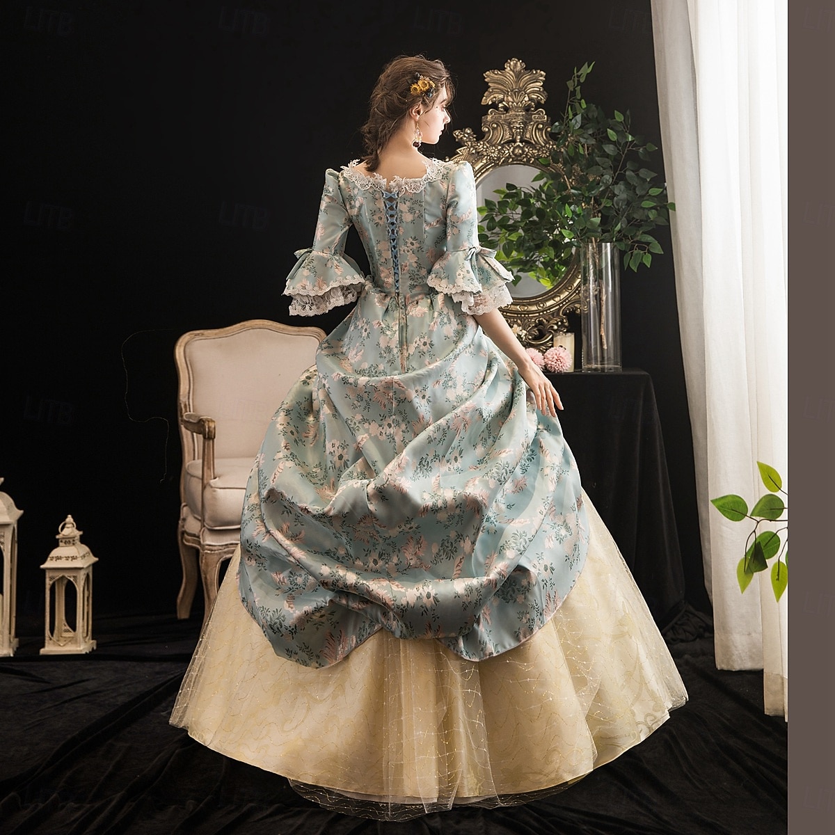 de geweldige mevr. maisel rococo middeleeuwse jurk feestkostuum maskerade dameskostuum zwart vintage cosplay feestmaskerade halloween 2026 - $184.99 –P4