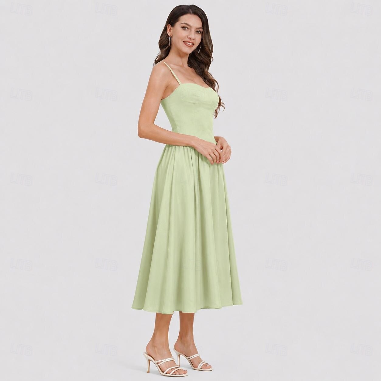 Anos 50 Retro Vintage Até o Tornozelo Vestidos Vestido swing Alças Finas Côr Sólida Justo & Evasê Balanço Fantasia Mulheres Dia dos namorados Festa de Chá Casual / Diário Adulto Vestido Verão de 2026 por $37.99 –P11