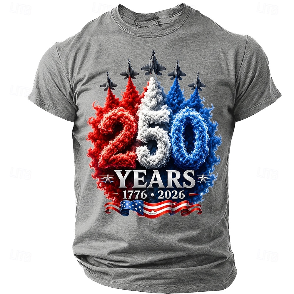 Men's 250th Anniversary Patriotic American Flag 1776 2026 Graphic T Shirt Short Sleeve Crew Neck Summer Street Top 2026 - $18.99 –P7