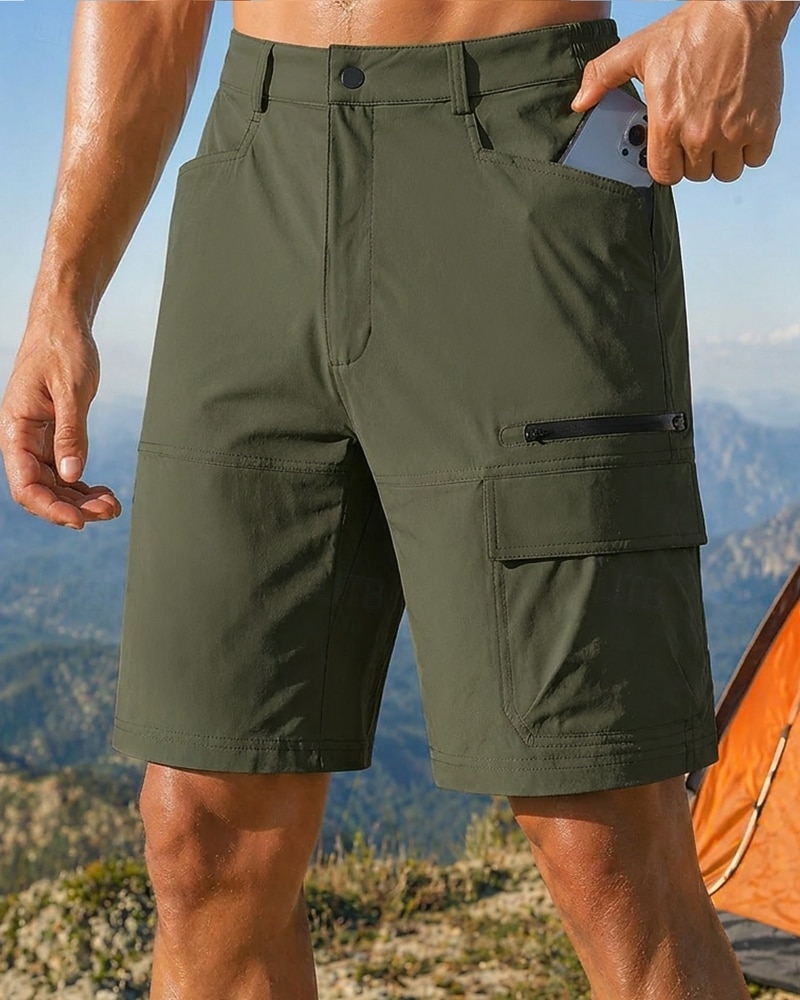 Men's Outdoor Shorts Cargo Shorts Hiking Shorts Combat Shorts Summer Spring Autumn / Fall Outdoor Regular Fit Waterproof Quick Dry Lightweight Breathable Shorts Zippers Pocket Dark Grey Khaki Camping 2026 - $23.99 –P4