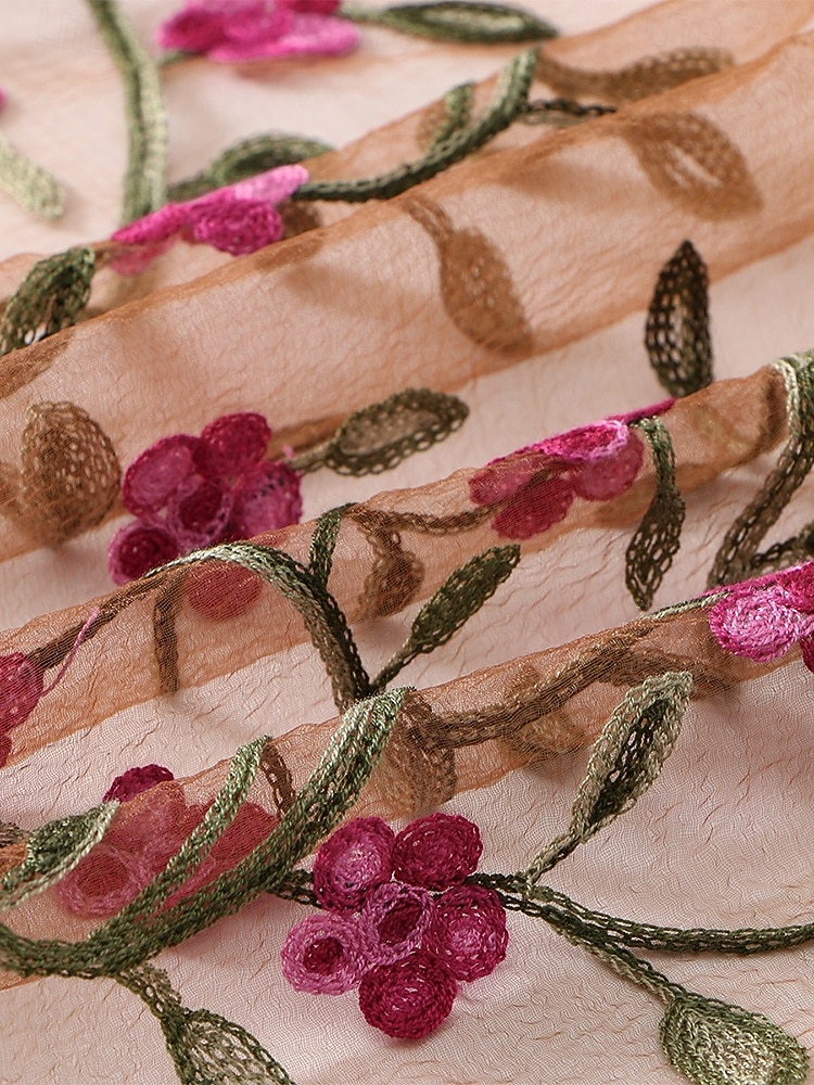 Boho blommig broderad halsduk för kvinnor - lätt och andningsbar polyestersjal i flera färger, perfekt mors dag-present för strandsemester, vardagskläder &sommarens solskydd 2026 - $14.99 –P11