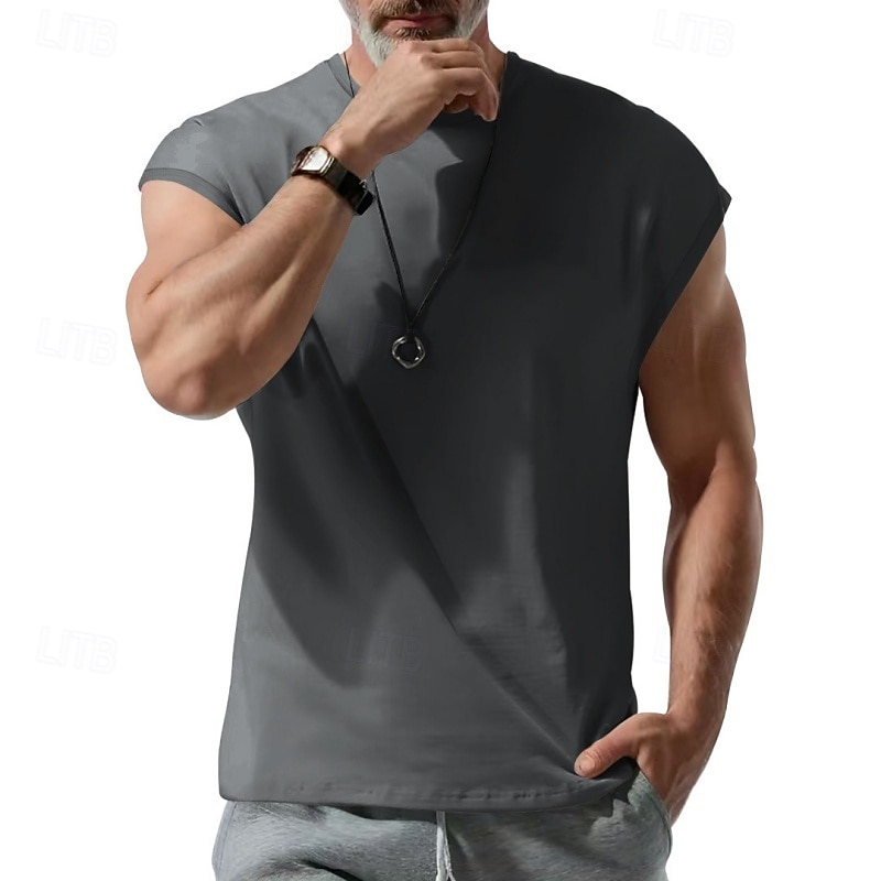 Men's Solid Colored Workout Tank Top Running Tank Top Gym Tank Top Summer Spring Classic Sleeveless Quick Dry Lightweight Moisture Wicking Breathable Gym Workout Active Training Exercise Black White 2026 - $15.49 –P18