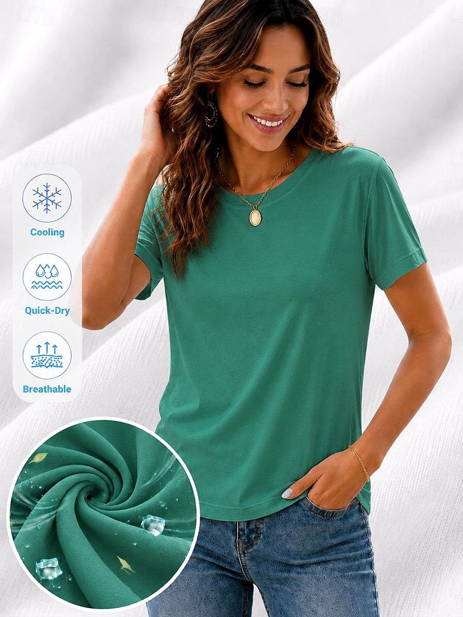 Women's Summer Cooling T-Shirt – Quick-Dry, Breathable, Lightweight Plain Tee for Outdoor & Casual Wear 2026 - $7.49 –P4