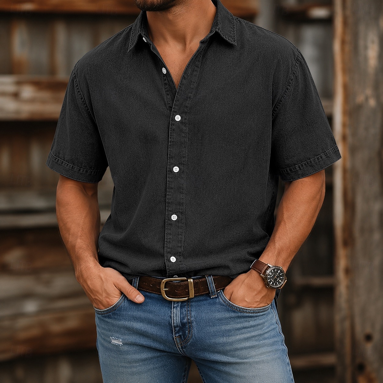 camicia da uomo softfade™ camicia casual camicia lavaggio acido capo tinto nero rosa blu navy viola kaki manica corta camicia semplice colletto casual quotidiano tasca frontale abbigliamento del 2026 a $31.99 –P8