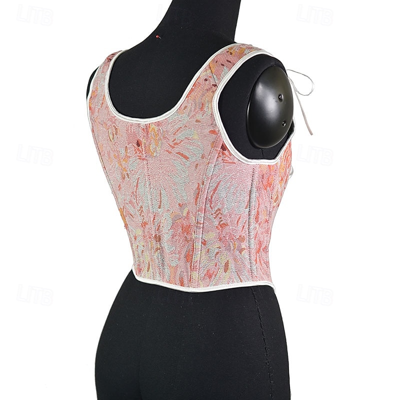 Medieval Renaissance Cottagecore Corset Overbust Corset Bodice Lace up Floral Fancy Dress Women's Fantasy Halloween Carnival Casual Daily Renaissance Fair LARP Adults' Corset Spring & Summer 2026 - $43.99 –P4