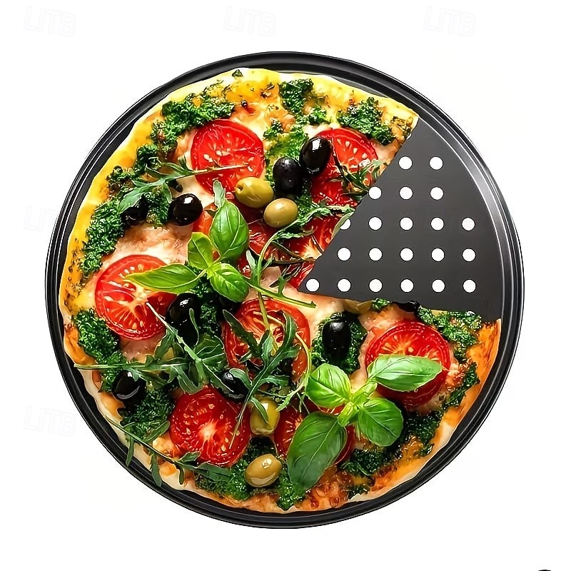 Forma para pizza redonda de 30 cm (12 polegadas) revestida em aço carbono perfurado, 1/2 unidade. de 2026 por $14.99 –P9