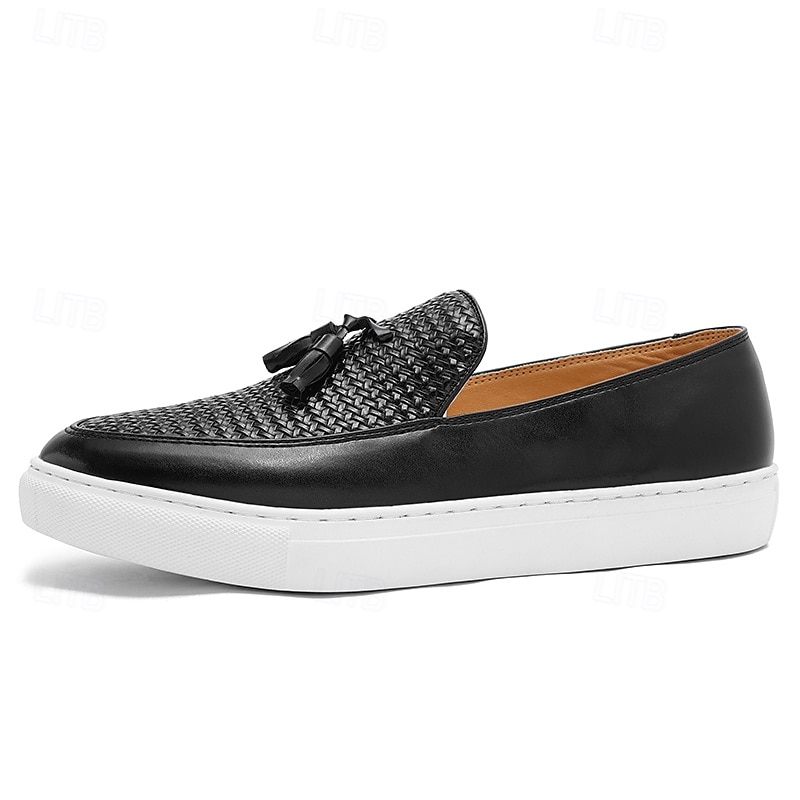 Mocassini da uomo in pelle intrecciata, scarpe eleganti casual senza lacci, scarpe leggere e comode per l'ufficio, i viaggi e l'uso quotidiano. del 2026 a $46.99 –P6