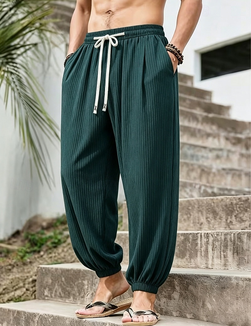 Per uomo Joggers Pantaloni Pantaloni casual Pantaloni a Nido d'Ape Coulisse Tasca Elastico in vita Tinta unica Asciugatura Rapida Leggero Quotidiano All'aperto Vacanza Vacanza Elegante Nero Bianco del 2026 a $26.99 –P1