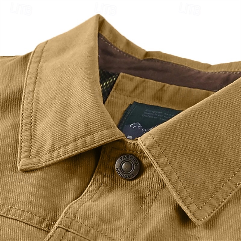 Men's Lightweight Jacket Cargo Jacket Casual Jacket Daily Vacation Wearable Pocket Spring Fall Plain Fashion Classic Lapel Regular Navy Blue Khaki Army Green Jacket 2026 - $46.99 –P1