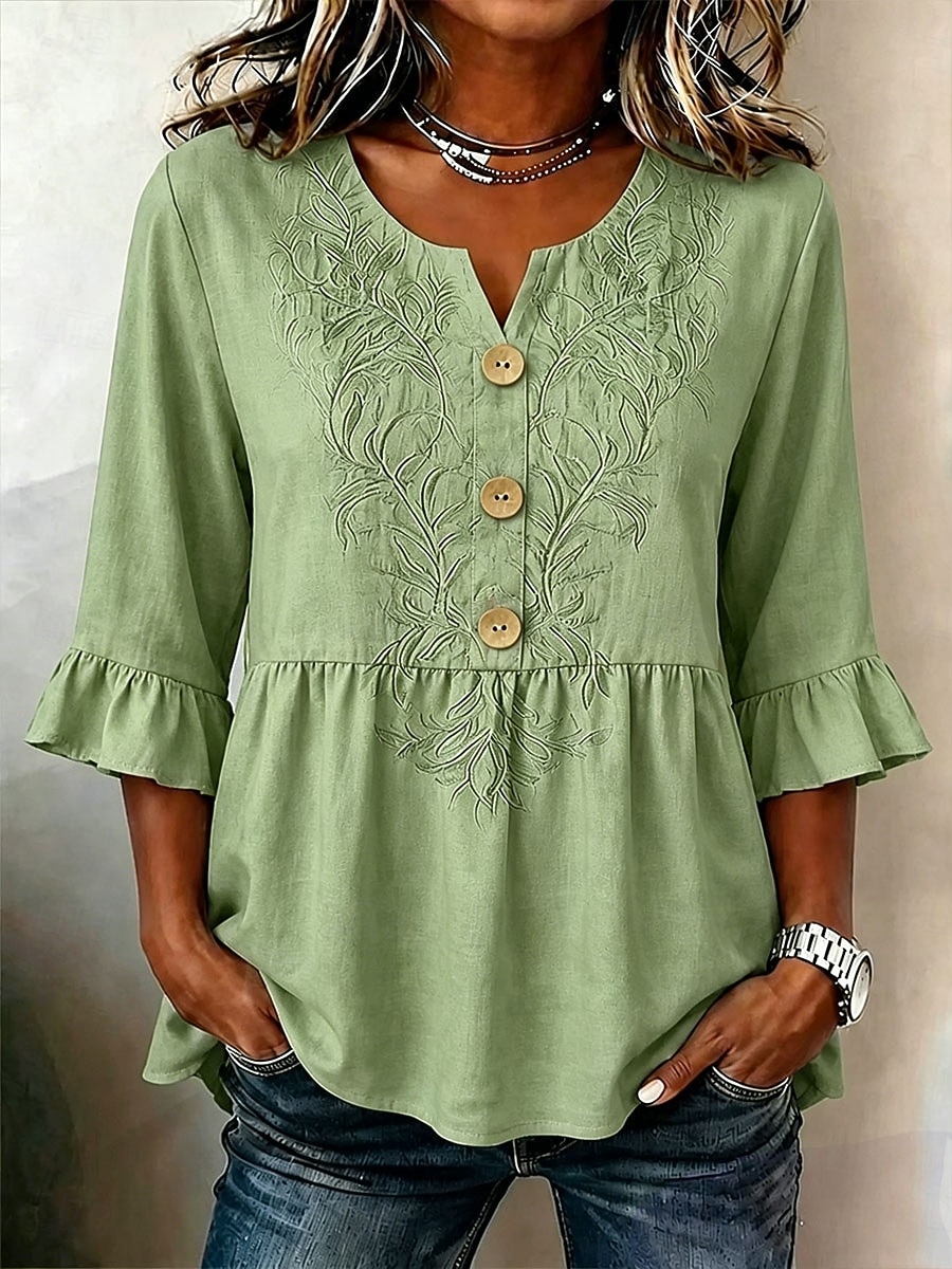 Women's Shirt Print Floral Graphic Vintage Stylish Half Sleeve V Neck Regular Tops Casual Daily Holiday Blue Pink Purple Green Summer Spring 2026 - $34.99 –P10