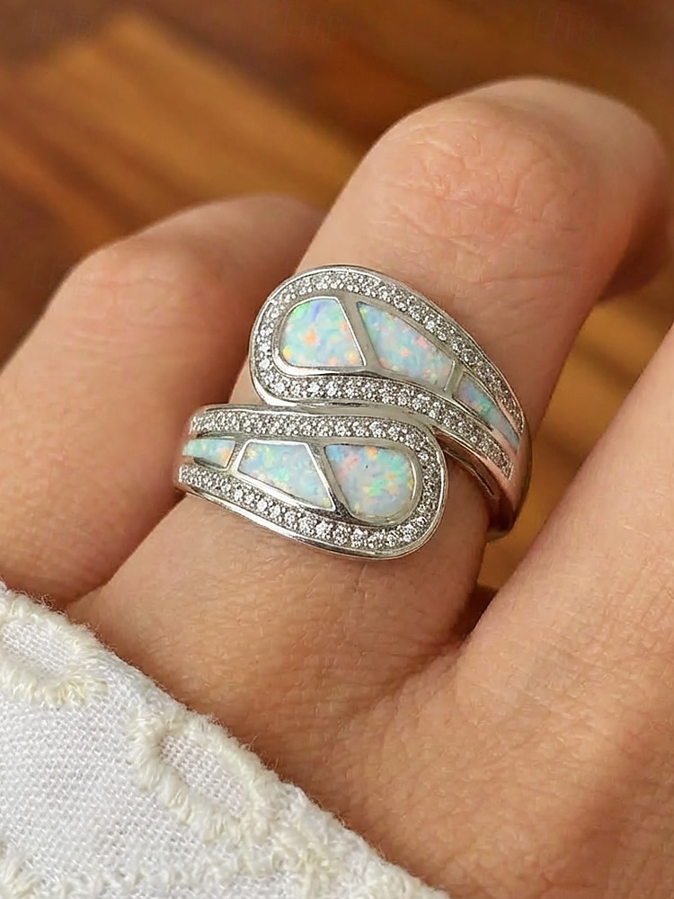 Damring i bohemisk legering, eleganta smycken i opal-look i flera storlekar för strandsemester, vardagskläder 2026 - $11.99 –P1