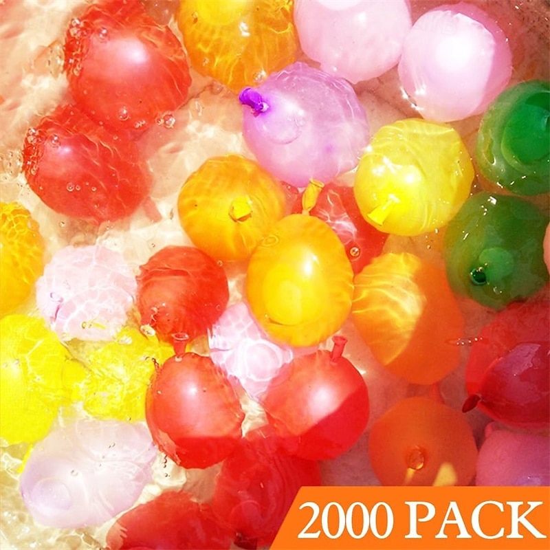 Pacote com 2000 balões de água, balões de látex coloridos e biodegradáveis com bicos de recarga para brincadeiras ao ar livre no verão, brinquedos para guerra de água para crianças e adultos, de 2026 por $18.99 –P7