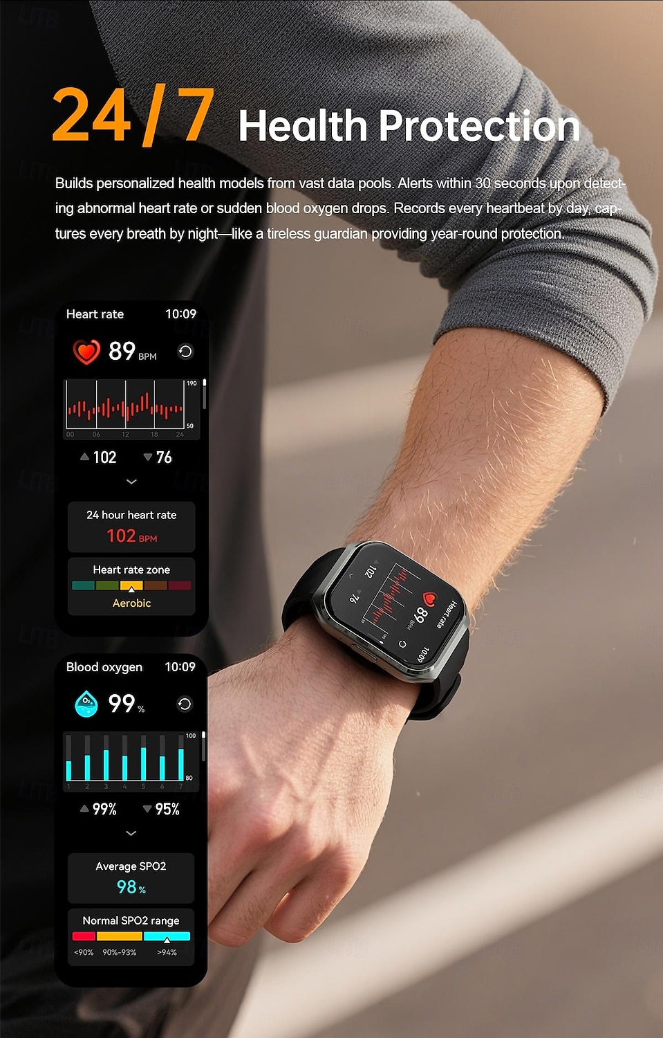 Smartklocka för män (ring/svara i samtal), 1,83" böjd skärm, fitnesstracker med pulsmätare, SPO2-sömnmätare, 70+ sportlägen, vattentät smartklocka enligt IP68 med armband i rostfritt stål för Android 2026 - $39.99 –P4