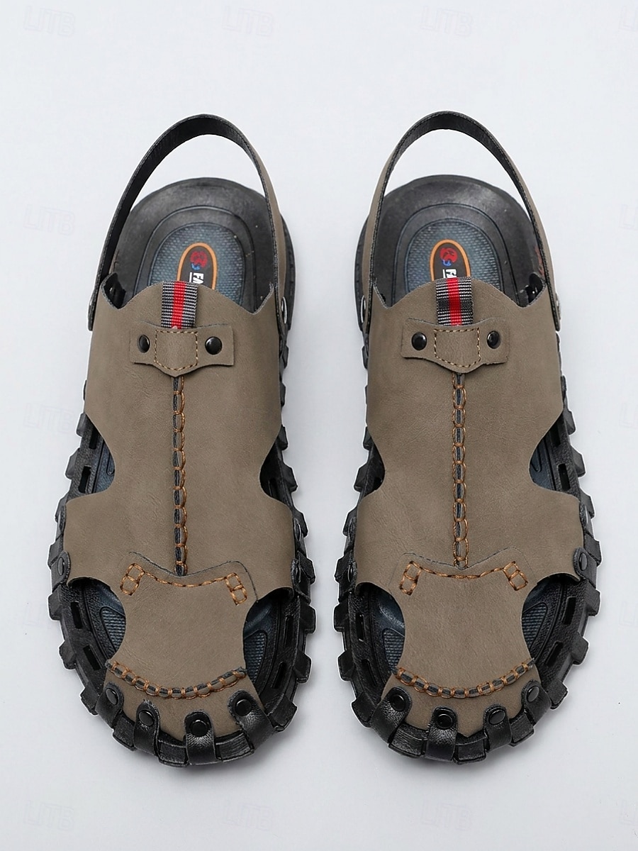 Grijze herensandalen, verstelbaar, comfortabel, geschikt voor zomerse wandelingen, strandvakanties, uitstapjes naar de kust, ontspanning aan zee en outdooractiviteiten tijdens de vakantie. 2026 - $34.99 –P4