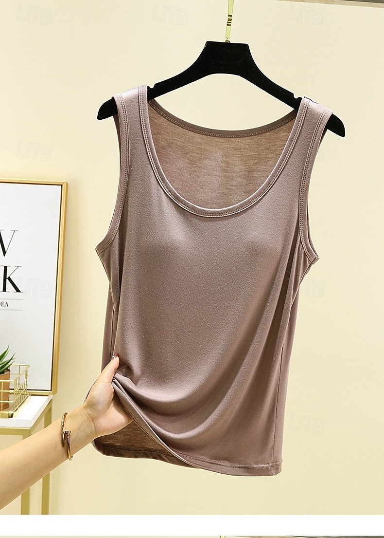 Femmes Top à épaules dénudées Texture Couleur Unie Occasionnel Sans manches Hauts Réguliers Occasionnel Bleu Ciel Gris métallisé Vert paon Noir Racine de Lotus Rose Été Printemps de 2026 ? $12.99 –P6