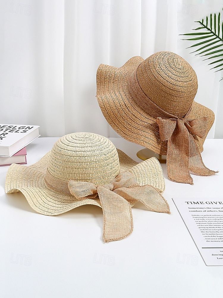 Chapeau de soleil bohème en paille pour femme, chapeau de plage pliable multicolore avec nœud papillon, chapeau à larges bords portable pour une tenue décontractée de 2026 ? $11.99 –P4