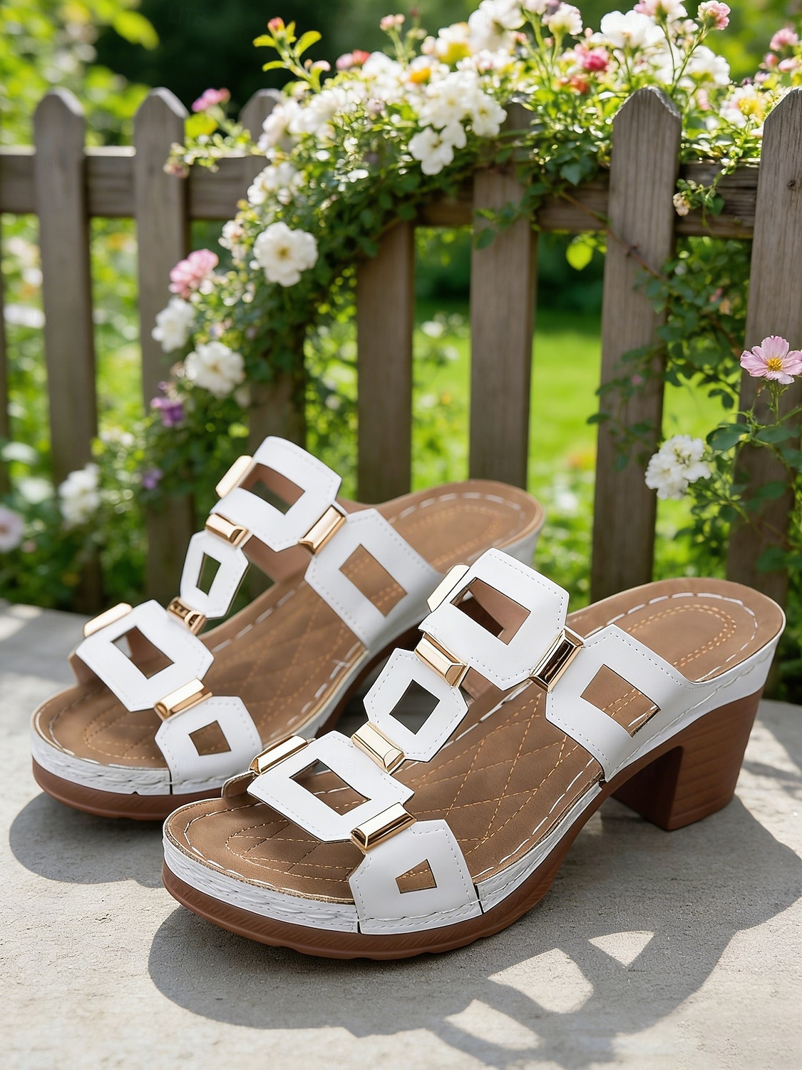 Sandalias casuales de tacón cuadrado verde para mujer, plantilla acolchada de apoyo, diseño de tacón medio estable para uso diario, paseos por la ciudad, viajes y eventos sociales. 2026 - $26.99 –P9