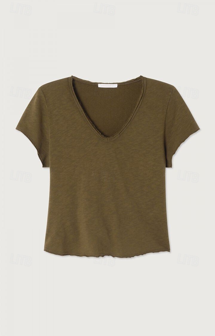 Women's T Shirt Stylish Short Sleeve V Neck Regular Tops Casual Olive green (official brushed inner version) Grey (Official brushed inner fabric) White (official brushed inner fabric) Summer Spring 2026 - $34.99 –P2