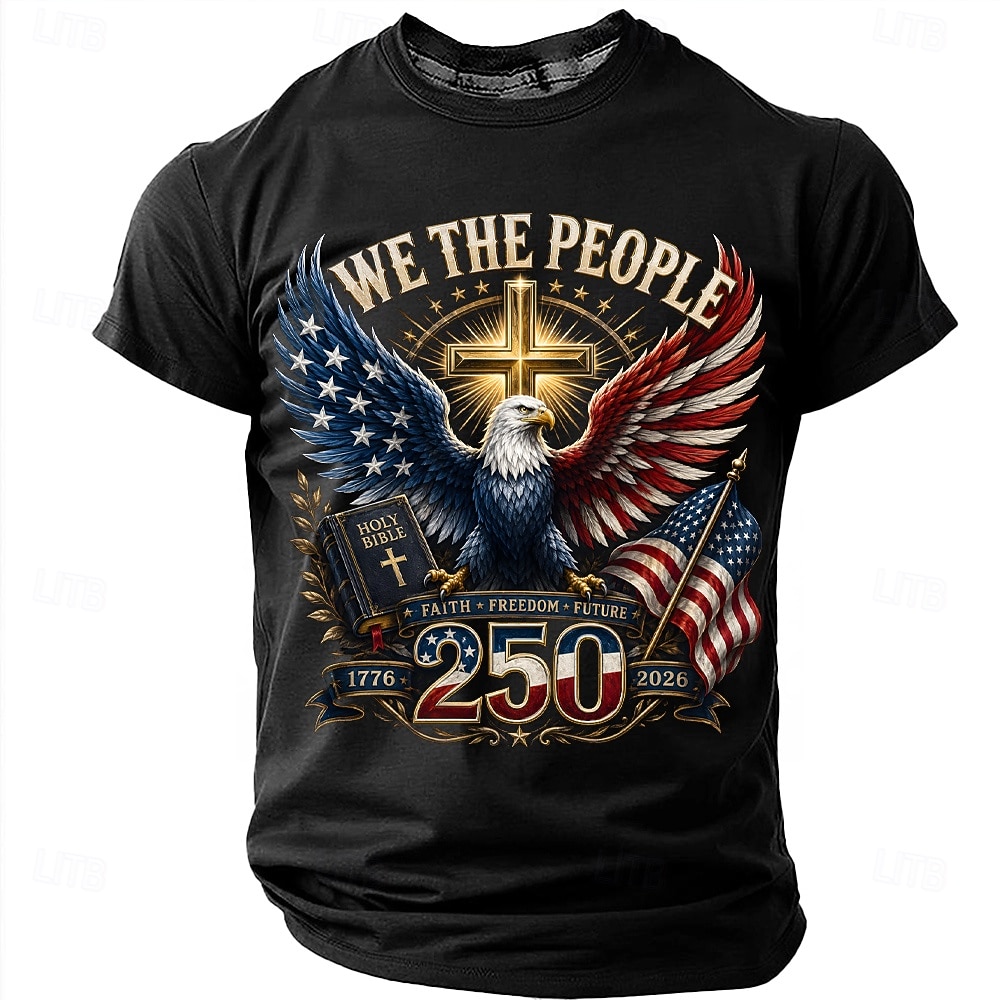 4 de julio de 2026, 250 aniversario Hombre Águila Bandera de EE. UU. Camiseta Manga Corta Camiseta Impresión 3D Cuello Barco Camisa Patriótico Diario Festival Azul Piscina Negro Blanco Verano 2026 - $18.99 –P3