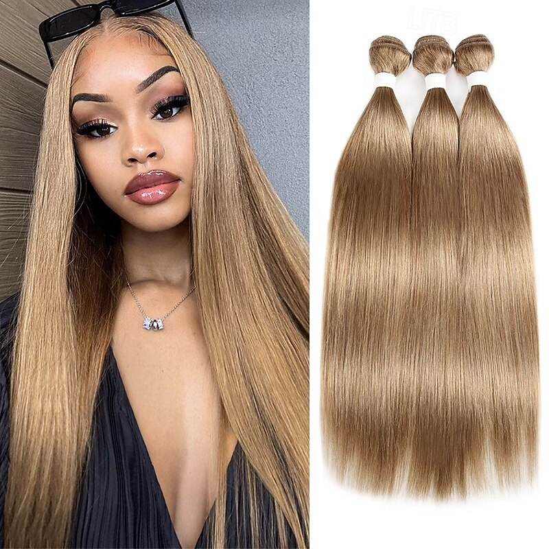 Mechas de cabelo humano liso, cor castanho claro, 18, 20 e 20 polegadas, 3 pacotes. de 2026 por $273.09 –P1
