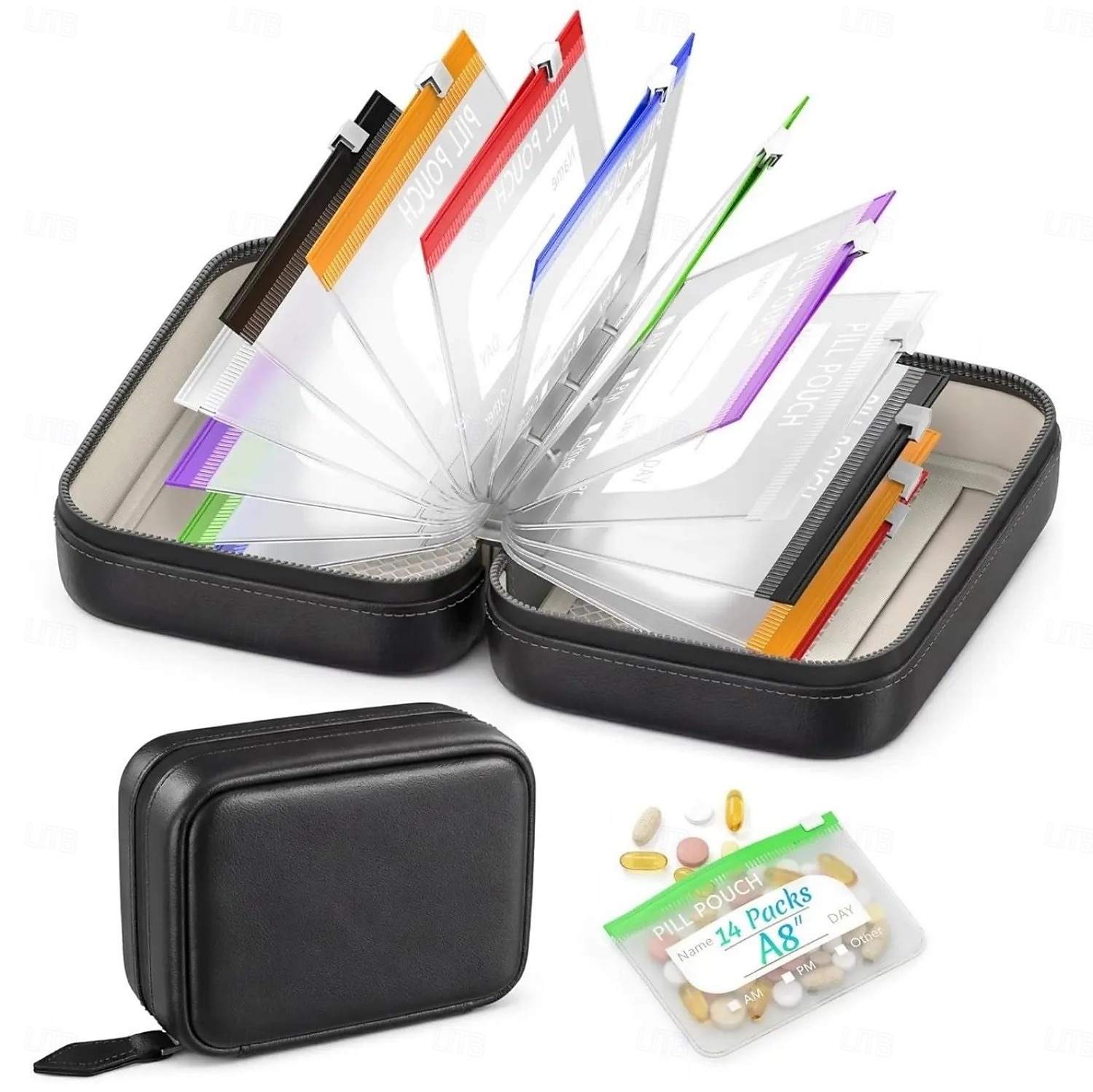 Set de pliculețe impermeabile A8 pentru medicamente de la 7 la 14 zile &vitamine rezistente la apă &Organizator mare de pastile cu carcasă rezistentă la strivire, timp de șapte zile, depozitare a 2026 - $25.99 –P2