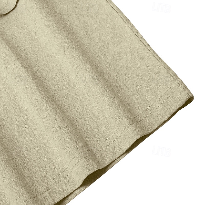 Men's Shorts Linen Shorts Summer Shorts Beach Shorts Drawstring Pocket 3D Solid Comfort Breathable Knee Length Daily Outdoor Holiday Vacation Fashion Khaki White Inelastic 2026 - $21.99 –P7