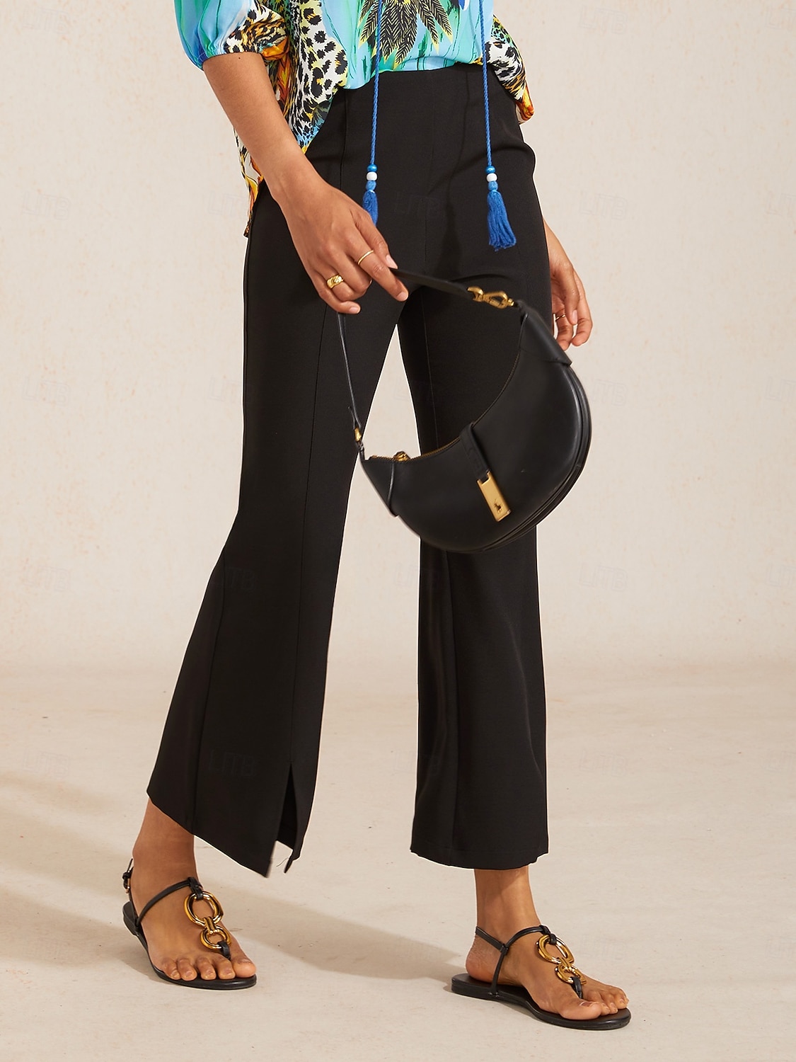 Slightly Stretch Fine Rib Cropped Flared Pants 2026 - $79.99 –P1