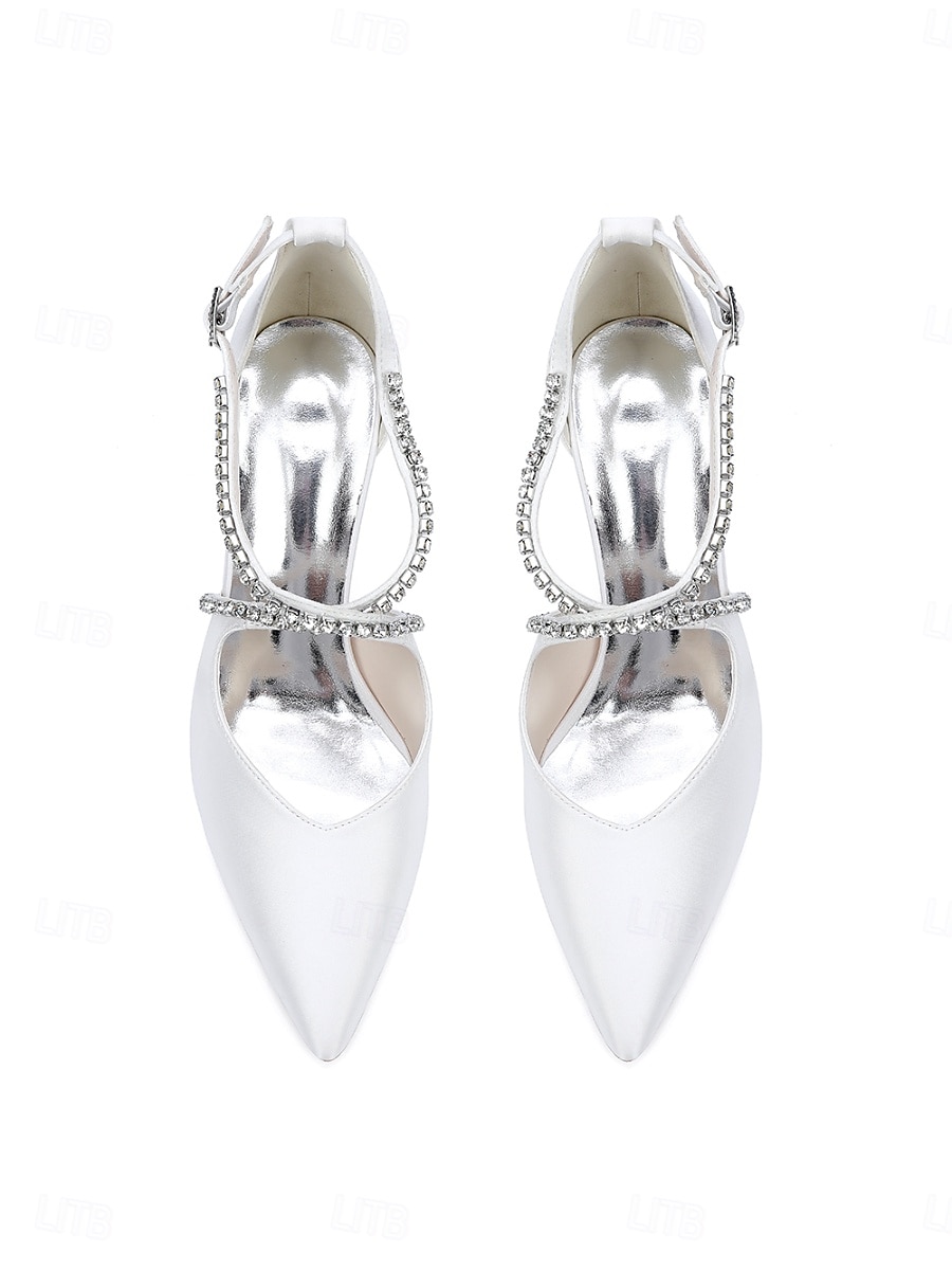 Smaragdgrüne Satin-Pumps mit Blockabsatz – elegante Schuhe mit Strassriemen für Cocktailpartys und Abendveranstaltungen 2026 - $59.99 –P5
