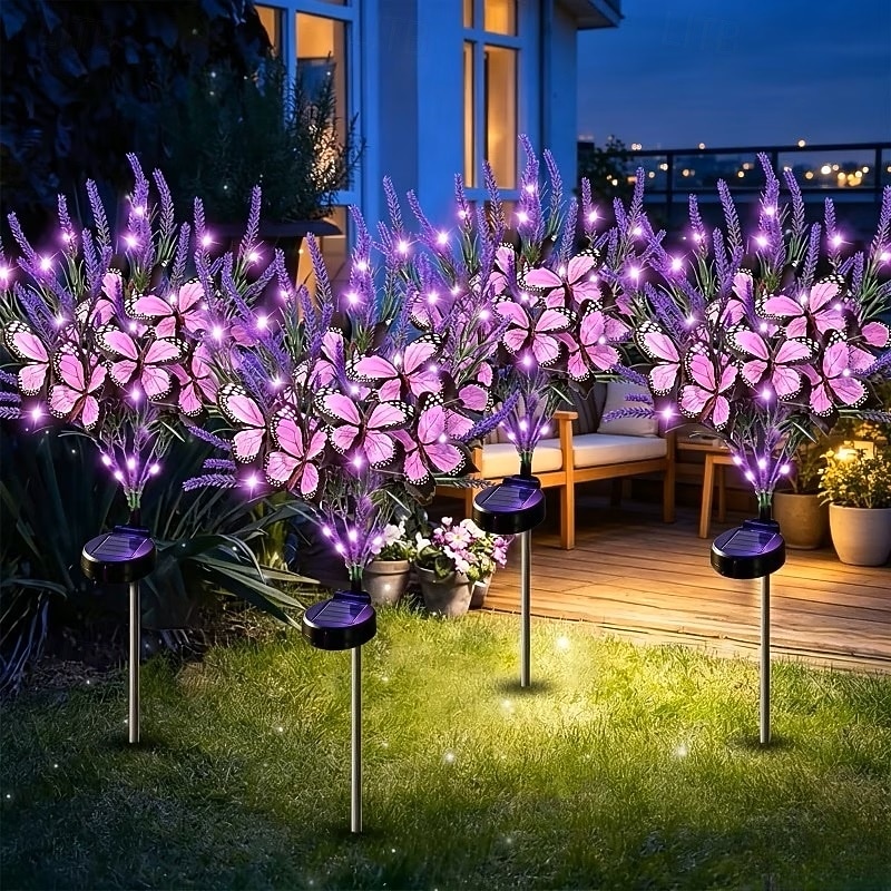 2/4 PCS Solar Simulation Lavender Butterfly Lawn Light Waterproof Garden Floor Insert Lamp Park Pathway Villa Yard Terrace Holiday Decoration Lamp 2026 - $26.99 –P8