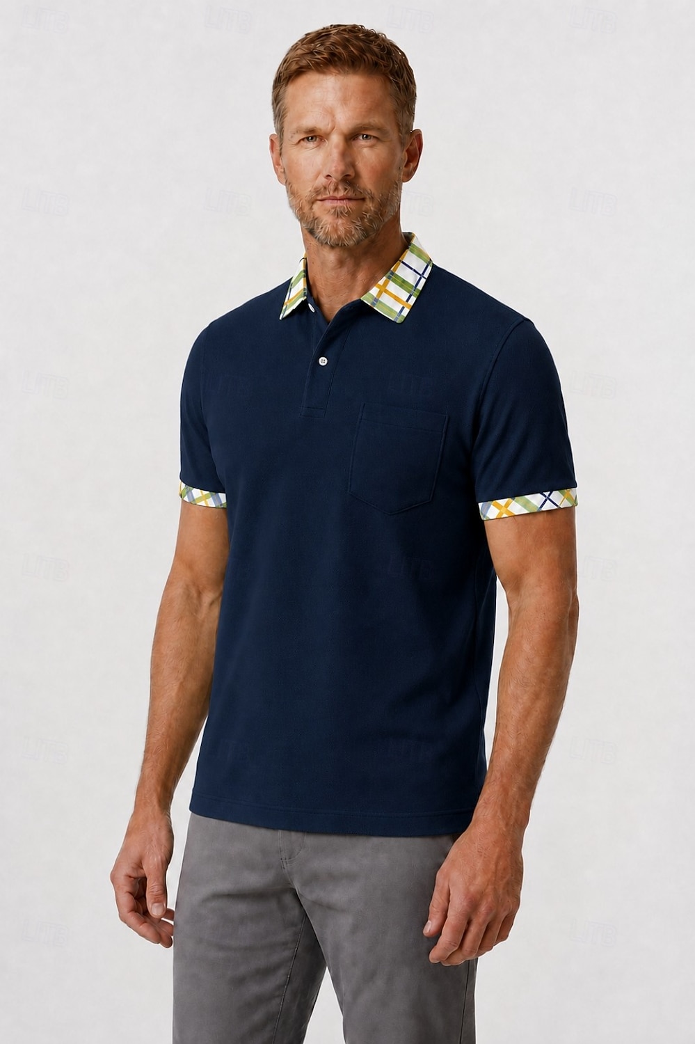 Polo da golf da uomo - polo a maniche corte in piqué color block - giallo blu navy verde del 2026 a $33.99 –P8