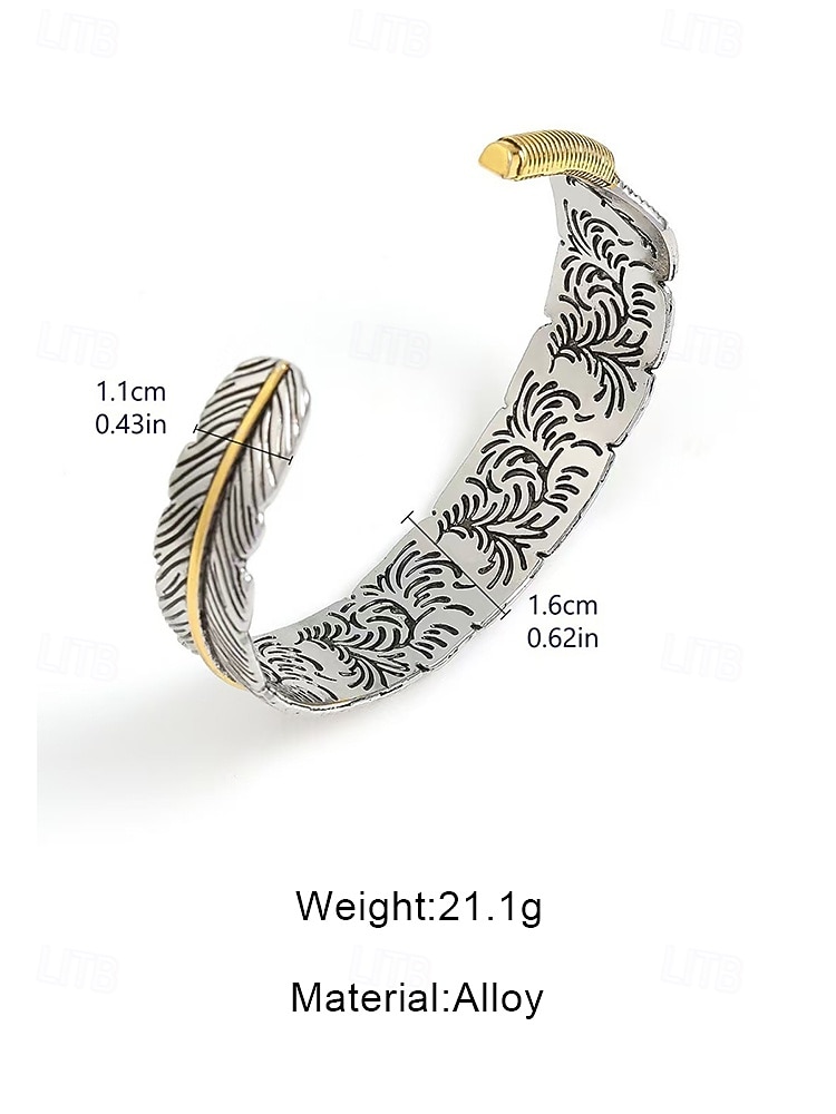 Women's Vintage Feather Cuff Bracelet, Adjustable Open Bangle, Silver Gold Alloy Jewelry, Boho Western Style Bracelet, Nature Inspired Accessory, Gift for Women, Vacation Daily Wear 2026 - $7.99 –P9