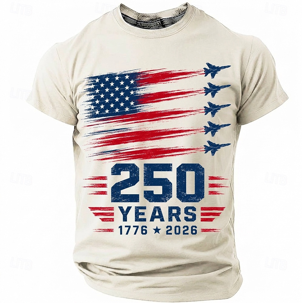 4th of July 2026 250th Men's US Flag 1776 T Shirt Short Sleeve T shirt 3D Print Crew Neck Shirt Patriotic Daily Festival White Green Gray Summer Spring Clothing Apparel S M L XL XXL XXXL 2026 - $18.99 –P1