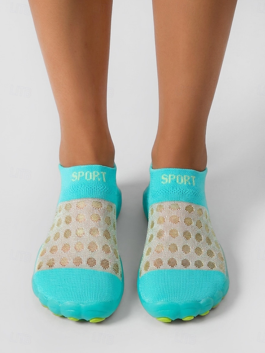 Damesblauwe mesh waterschoenen met stippen – ademende, elastische gebreide, sneldrogende instapsneakers met een flexibele antislipzool voor strand, zwemmen, surfen en yoga. & reis 2026 - $15.99 –P4
