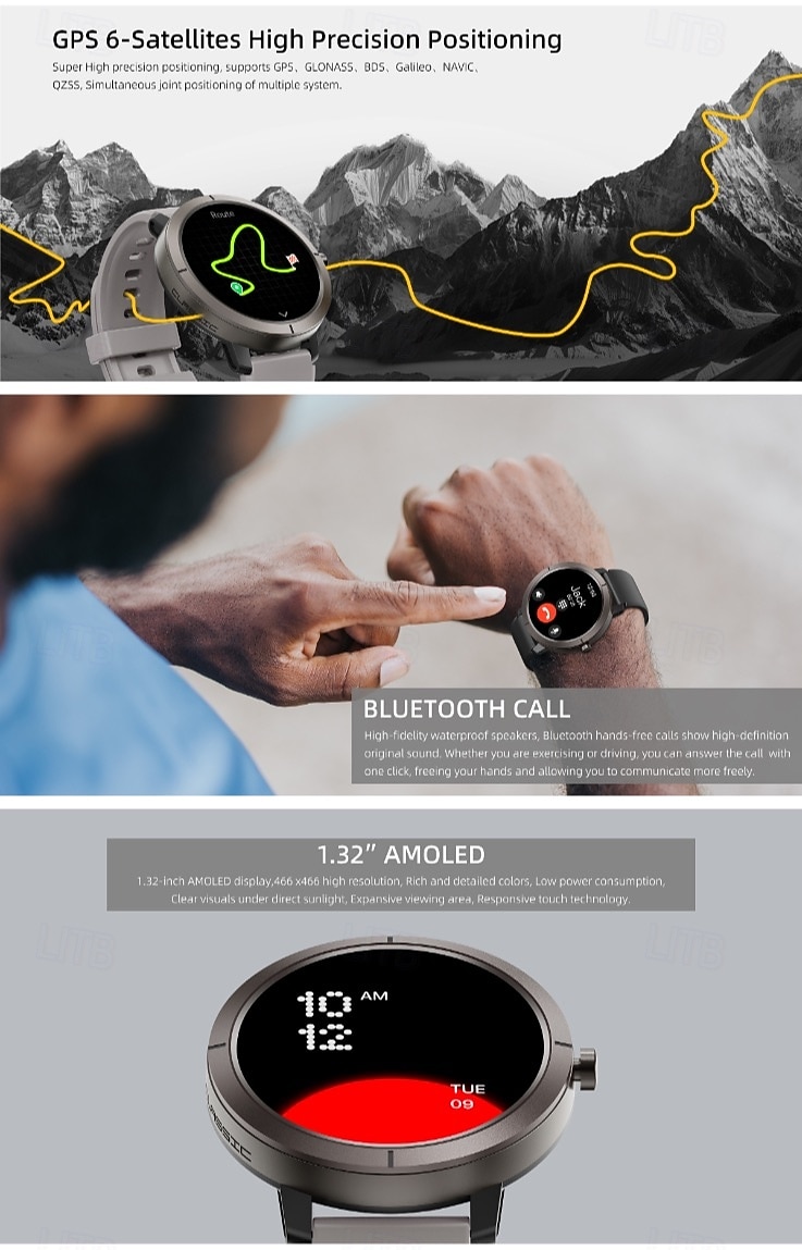 Chytré hodinky GPS pro ženy s 1,32" AMOLED obrazovkou, globálním určováním polohy 6 satelitů, vodotěsným fitness trackerem do 5 atm, více než 170 sportovními režimy, 24hodinovým monitorem zdraví, 2026 - $98.99 –P3