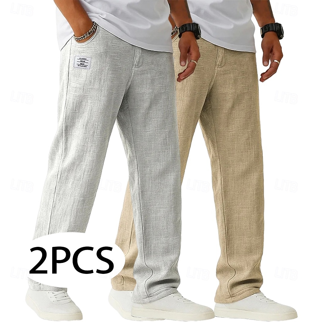 Per uomo Pantaloni di Lino Pantaloni Pantaloni Estivi Pantaloni Larghi Coulisse Elastico in vita Gamba Dritta Semplice Leggero Traspirante Lunghezza intera Casuale Quotidiano All'aperto Vacanza Moda del 2026 a $45.99 –P13