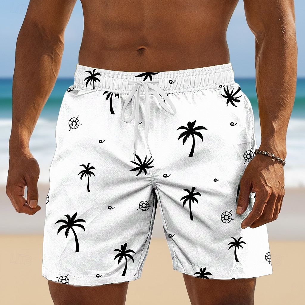 Herren Kokospalme Tropische Pflanzen Badehosen Badeanzüge Badeshorts Boardshorts Mittlere Taille Hawaiianisch Täglich Strandurlaub Seitentaschen Netzfutter Elastischer Kordelzug in der Taille Designer 2026 - $20.99 –P2