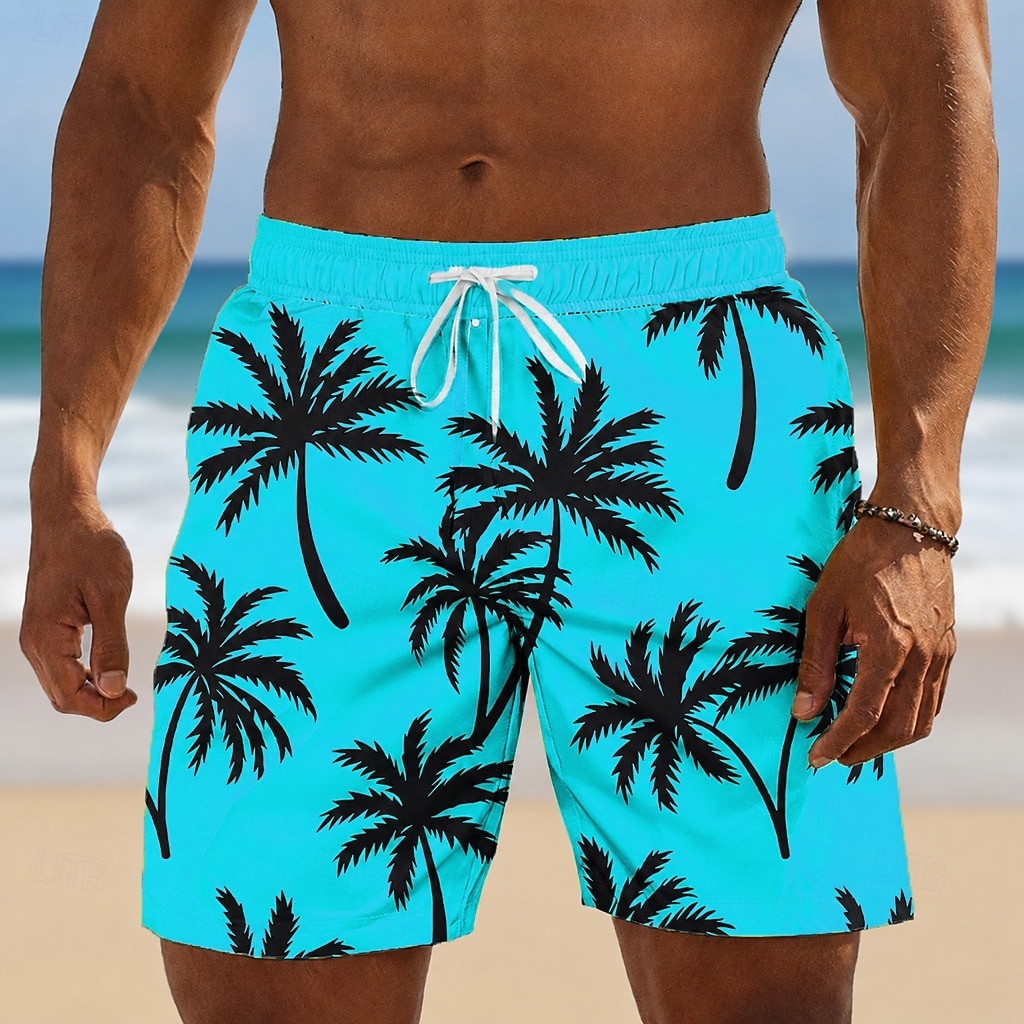Bărbați Copac de cocos Plante tropicale Boxeri înot Costume de baie Pantaloni scurți de baie Pantaloni Scurti Talie medie Hawaiană Zilnic Vacanta la plaja Buzunare laterale Căptușeală din plasă Talie 2026 - $20.99 –P3
