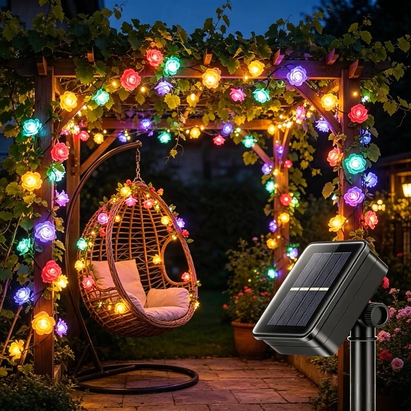 Solar Rose Fairy String Lights 30/50 LEDs  Outdoor Waterproof Atmosphere Lights for Gardens Balconies Fences Holiday Wedding Party Decoration 2026 - $19.99 –P1