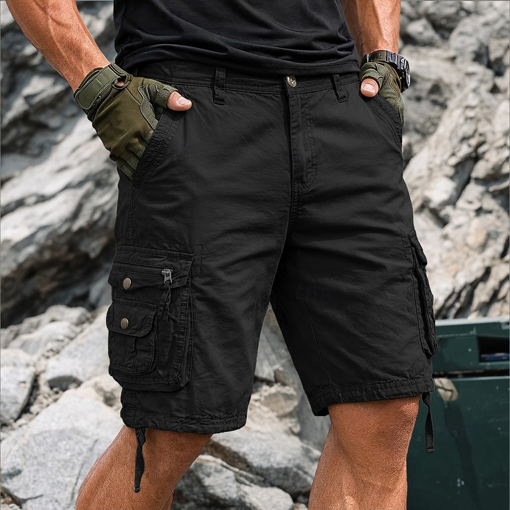 Homens Bermuda Cargo Shorts de trabalho Shorts de Trilha Perna Cordão Bolso multi 6 Bolso Tecido Curto Casual Esportes Para Noite Roupa de rua Clássico Azul Cáqui Sem Elasticidade de 2026 por $37.99 –P18