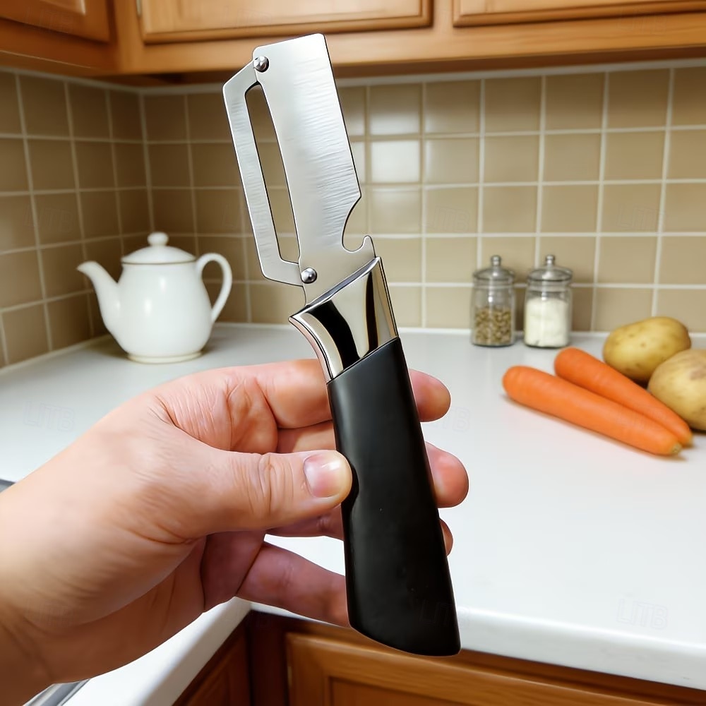 Conjunto de 2 descascadores e abridores de garrafa multifuncionais em aço inoxidável, utensílio de cozinha 2 em 1, descascador resistente para frutas e legumes como batatas, cenouras, pepinos e maçãs, de 2026 por $19.99 –P5