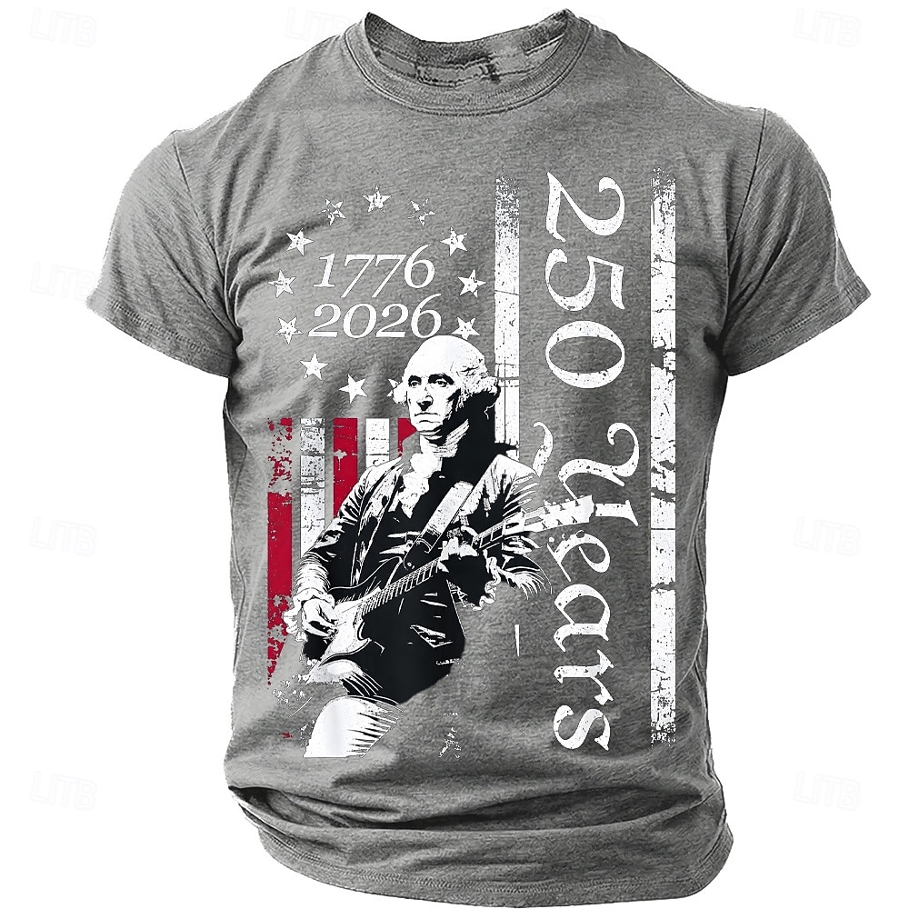 4 juillet 2026, 250e anniversaire Homme Couleur Unie Drapeau Américain T-shirt Manche Courte T-shirt Impression 3D Col ras du cou Chemise Vintage Rétro Patriotique Quotidien Festival Bleu Noir Rouge de 2026 ? $18.99 –P5