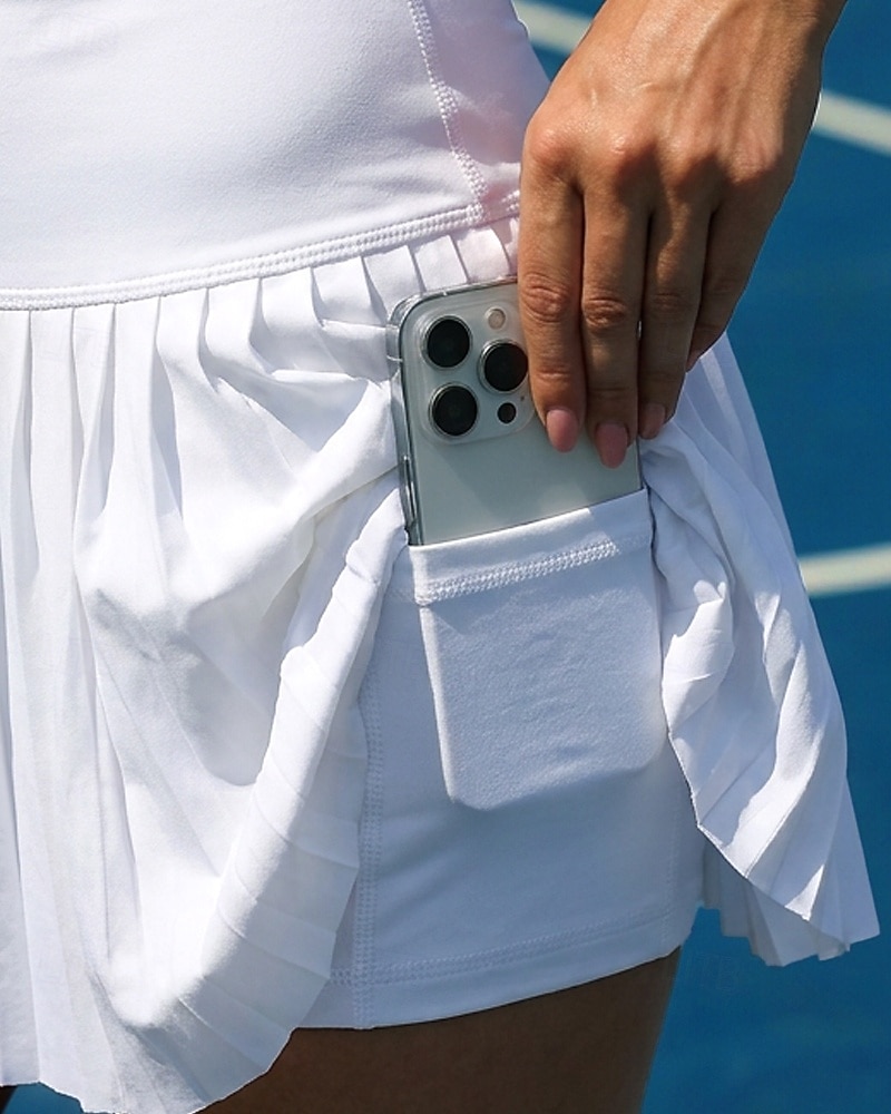 Women's Solid Colored Casual Skirt Tennis Skirts with Shorts Sport Skirt Sleeveless Pleated Pocket Elastic Waist Quick Dry Lightweight Stretchy Moisture Wicking Breathable Tennis Golf Running Scoop 2026 - $28.99 –P2