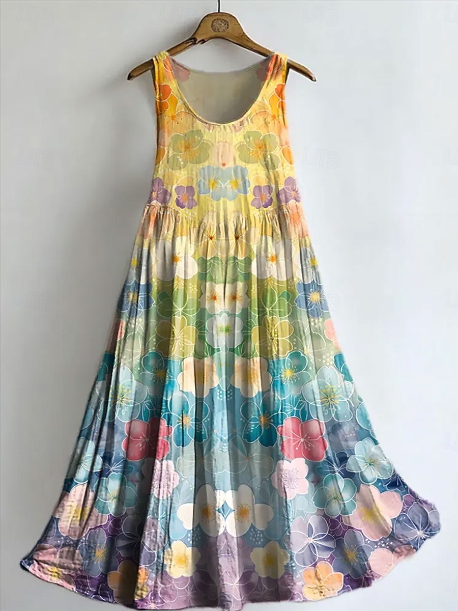Mujer Vestido Midi Vestido bohemio Vestido de verano Vestido informal Vestido Étnico Elegante Bohemia Vacaciones Playa Festivos Cita Holgado Graphic Abstracto Sin Mangas Cuello Barco Amarillo Morado 2026 - $41.99 –P3
