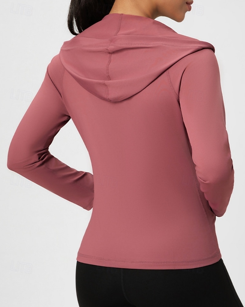 Women's Solid Colored Workout Shirt Tennis Sports Jacket Long Sleeve Zipper Pocket Quick Dry Lightweight Moisture Wicking Breathable Tennis Golf Pickleball Hooded Jacket Black Pink Navy Blue Tennis 2026 - $24.99 –P7